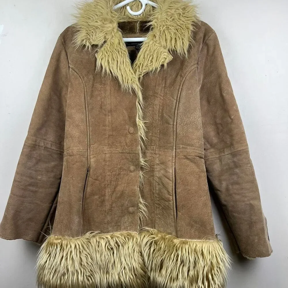 BKE Diva Vintage Y2K Leather Penny Lane Coat Jacket Hippie Boho Size L